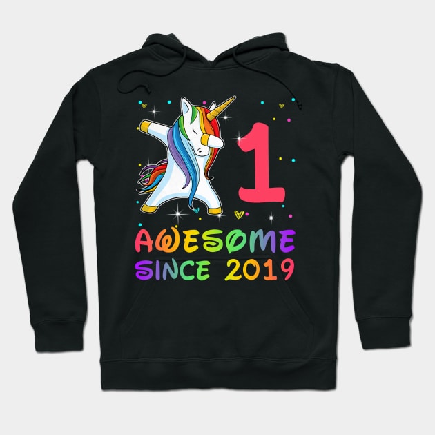 Awesome Since 2019 Birthday Unicorn Dabbing Gift 1 Year Old Hoodie by Soema